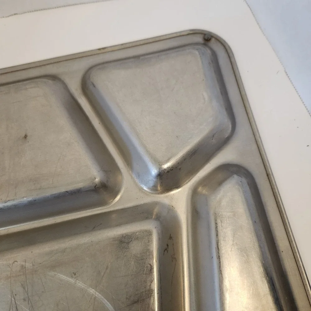 Vintage‎ US Navy USN Heavy Double Layer Riveted Steel Compartment Food Tray